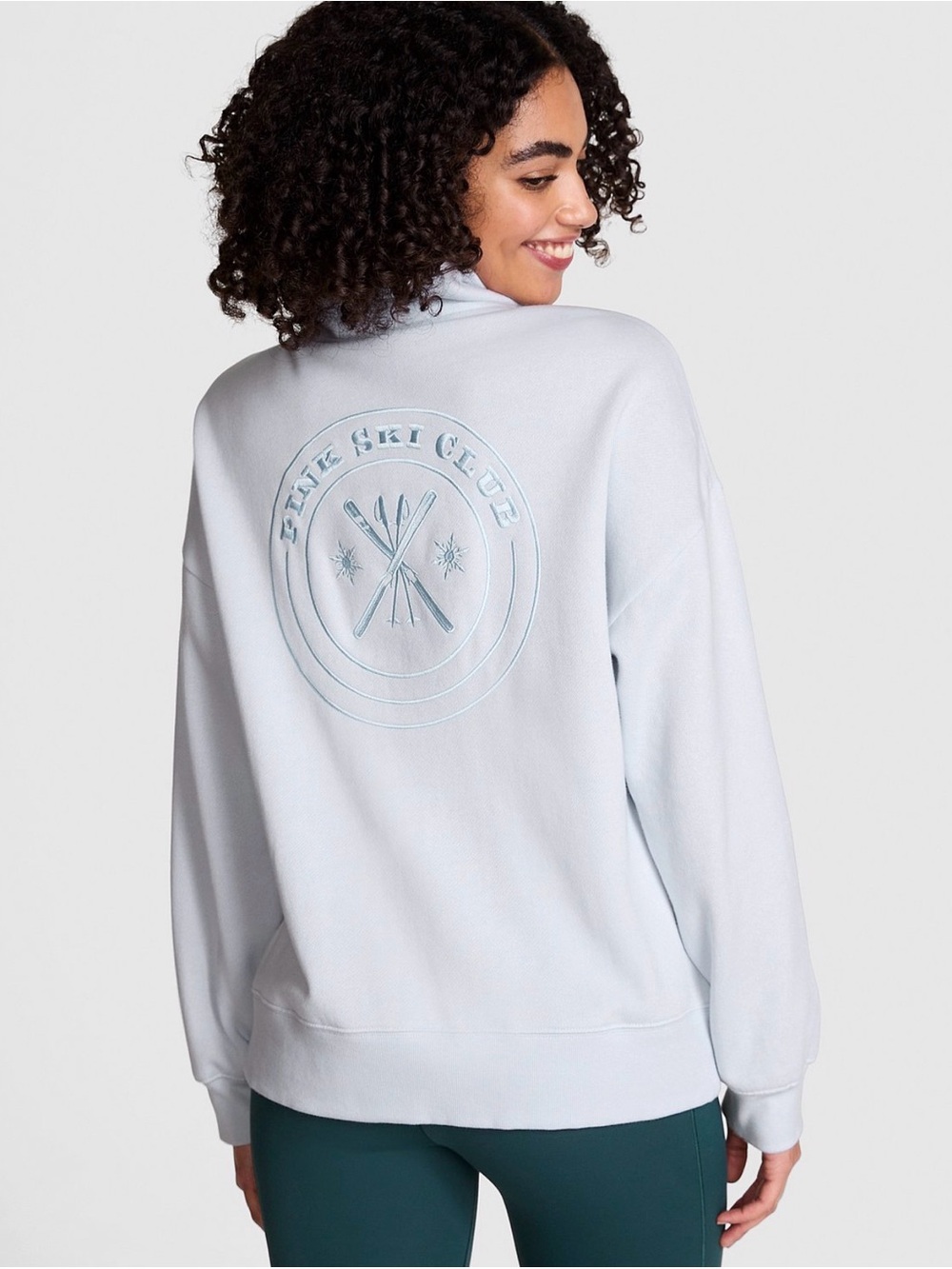 PINK by Victoria’s Secret Campus Fleece Half Zip Sweater, Size Large - Picture 2 of 4